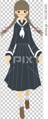 一個整潔的高中女生，長著辮子 50136395