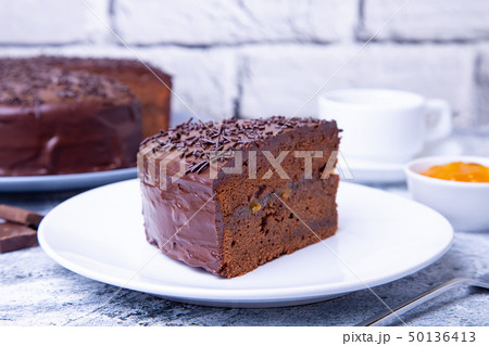 Sacher cake. Traditional Austrian dessert. Sacher cake. Traditional Austrian dessert. 50136413