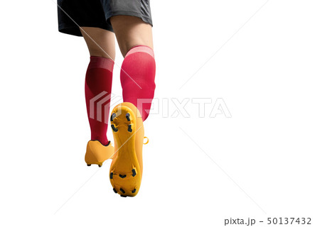 Football player woman in orange jersey Football player woman in orange jersey 50137432