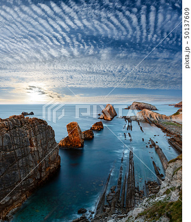 Evening Atlantic ocean coastline near Portio Evening Atlantic ocean coastline near Portio 50137609