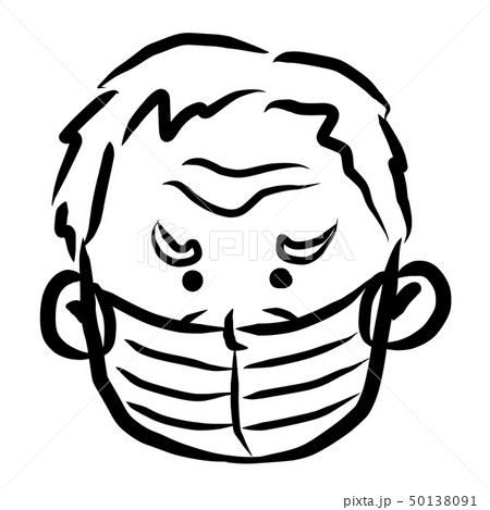 顔アイコン 男性 おじいさん 筆 表情のイラスト素材