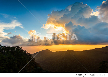 colorful dramatic sky with cloud at sunset. 50139597
