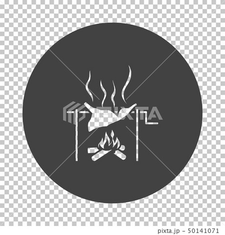 Roasting meat on fire icon 50141071
