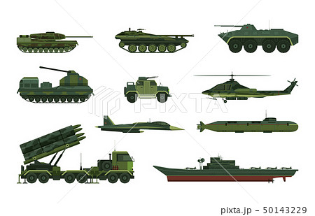 Set of isolated war or military vehicle, ship 50143229