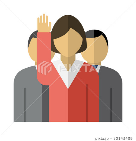 Voting Lady With Men Behind Icon Voting Lady With Men Behind Icon 50143409