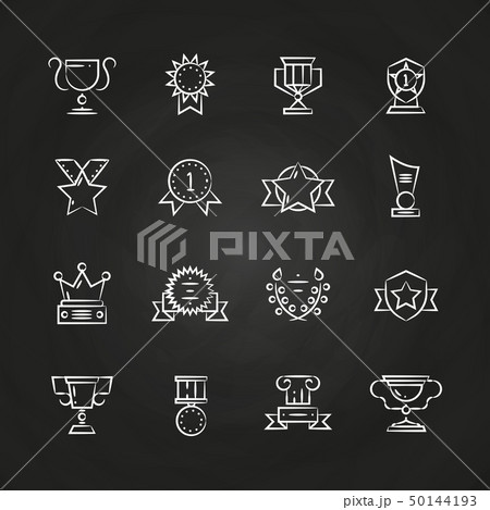 Trophy, prizes, awards icons chalkboard 50144193