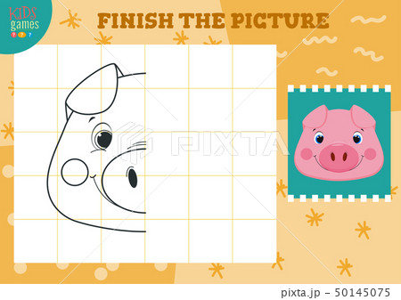 Copy and complete picture vector illustration. How to draw mini game for preschool kids 50145075