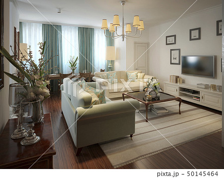 Romantic living room in the Romanesque style 50145464