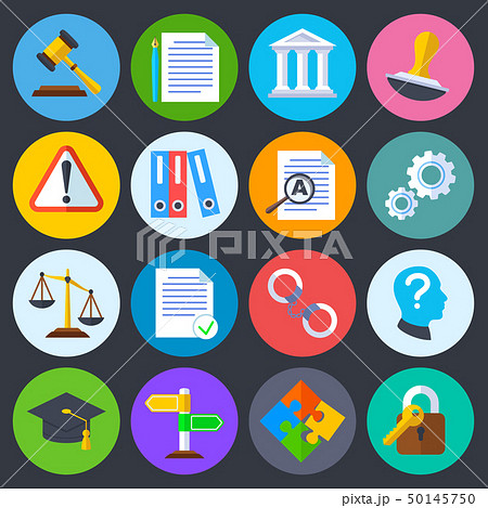 Business regulation, legal compliance and copyright vector flat icons 50145750