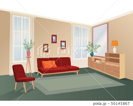 Living room interior with furnitureのイラスト素材 [50145867] - PIXTA