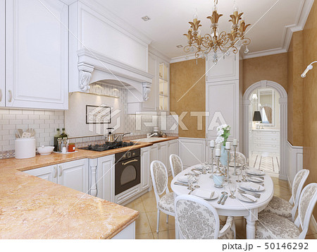 Kitchen in the style of Provence with a dining 50146292