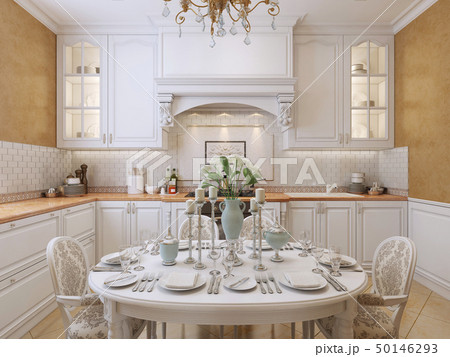 Luxury kitchen design in a classic style. 50146293