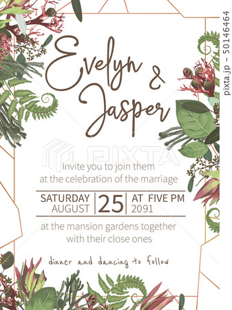 Wedding, watercolor seasonal flower card.Plants, Wedding, watercolor seasonal flower card.Plants, 50146464