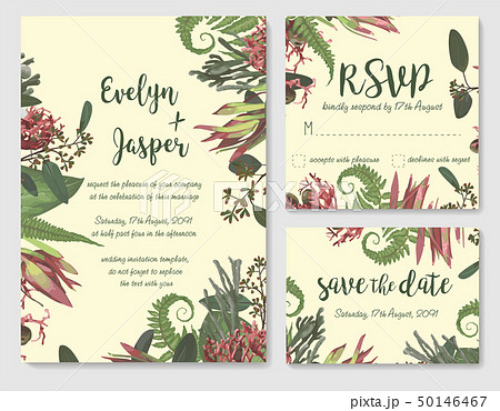 Set of vector wedding invitation, greeting card, Set of vector wedding invitation, greeting card, 50146467