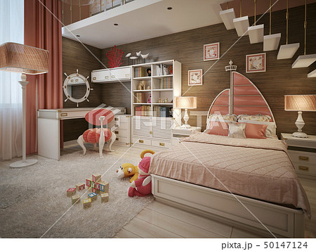 Luxury children's room in the Art Nouveau style 50147124
