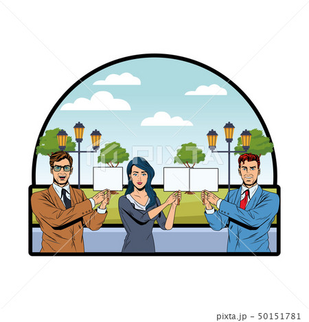 business people with signboard 50151781