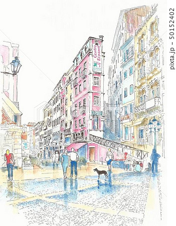 世界遺産の街並み・ポルトガル・コインブラの広場 50152402