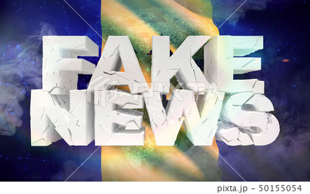 3D illustration of fake news concept with background flag of Barbados. 50155054