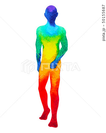 Human colorful chakra body standing pose, abstract 50155687