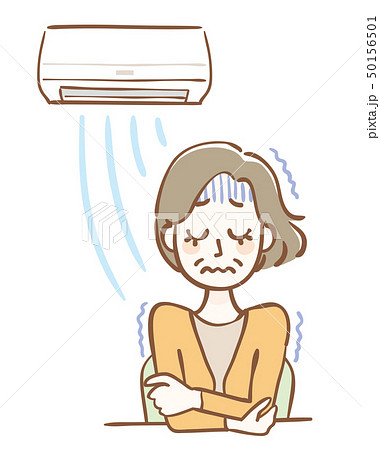 冷え性　中年女性　エアコン　私服 50156501