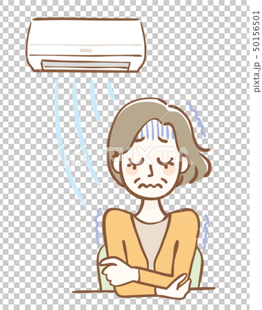 冷え性　中年女性　エアコン　私服 50156501