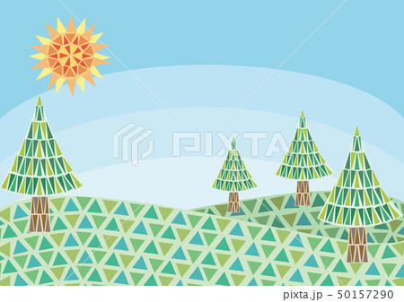 イラスト素材 晴れた日の丘のイラスト素材