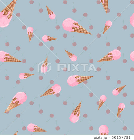 Vector pink ice cream and cherry seamless patternのイラスト素材 [50157781] - PIXTA