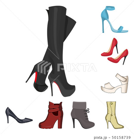 Vector design of heel and high symbol. Collection of heel and stiletto vector icon for stock. Vector design of heel and high symbol. Collection of heel and stiletto vector icon for stock. 50158739