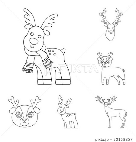 Vector design of elk and head sign. Set of elk and stag vector icon for stock. Vector design of elk and head sign. Set of elk and stag vector icon for stock. 50158857
