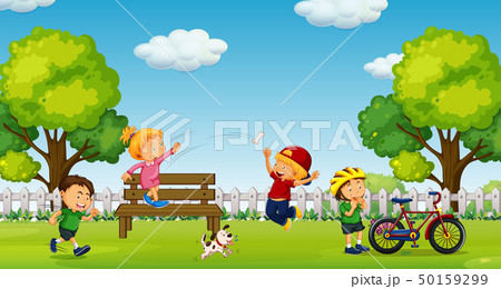 Boy and girl playing at the park Boy and girl playing at the park 50159299