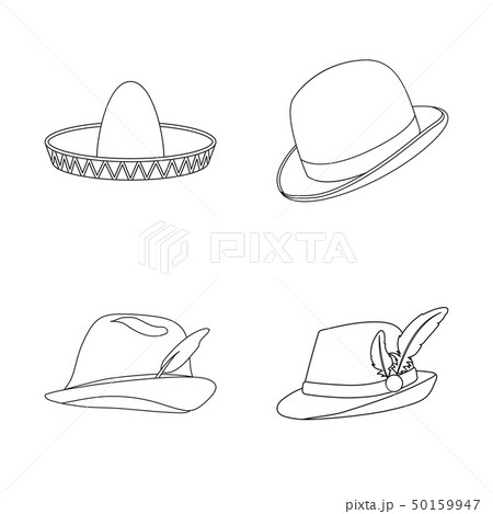 Isolated object of hat and cap logo. Collection of hat and model stock symbol for web. Isolated object of hat and cap logo. Collection of hat and model stock symbol for web. 50159947