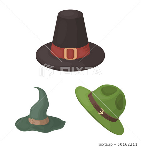 Vector illustration of hat and cap sign. Set of.