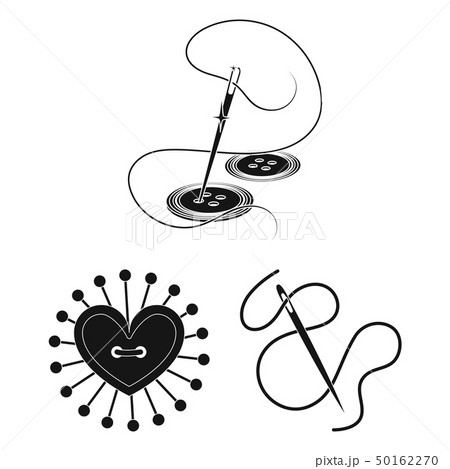 Isolated object of pin and sewing symbol. Set of pin and sketch stock vector illustration. 50162270
