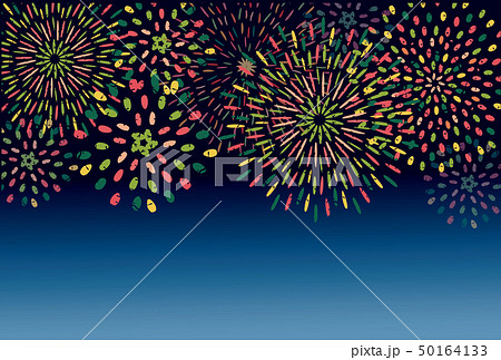 夜空の花火 ポストカード 背景素材のイラスト素材