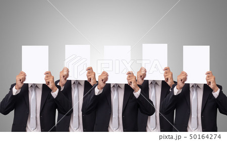 five Asian businessman cover her face with paper five Asian businessman cover her face with paper 50164274