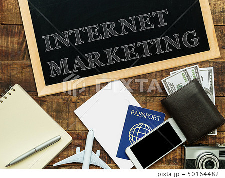 internet marketing handwritten with white chalk 50164482