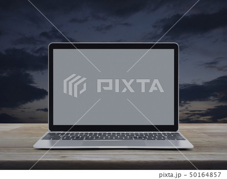 Modern laptop computer with blank grey screen on Modern laptop computer with blank grey screen on 50164857