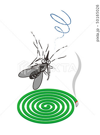 蚊取線香と蚊 Mosquito Coil And Mosquitoのイラスト素材