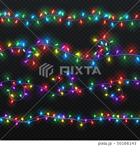 Christmas light garlands. Xmas vector decoration with colorful lightbulbs isolated 50166143
