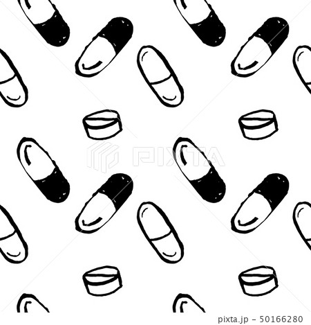 Pills seamless pattern. Grunge brush vector illustration. 50166280