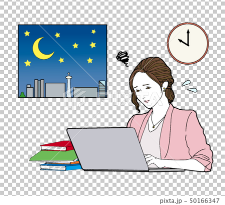 Woman working overtime Woman working overtime 50166347