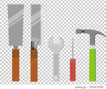 釘 トンカチ 打つ 鋸 ノコギリ レンチ スパナ スクリュードライバーのイラスト素材