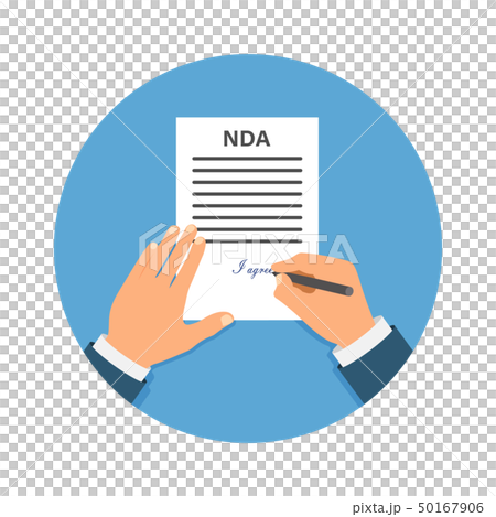 Colored Cartooned Hand Signing NDA. Contract Sign Colored Cartooned Hand Signing NDA. Contract Sign 50167906