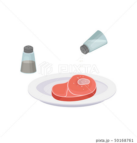 Raw steak salt and pepper. Vector illustration. 50168761