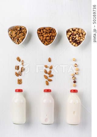 Vegan nut milk and ingredients Vegan nut milk and ingredients 50169736