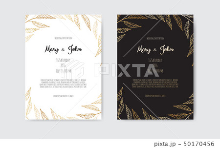 Vector invitation with gold floral elements. 50170456