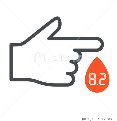 Diabetes Day icon - finger with blood drop, 50171031