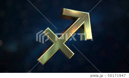 Gold Sagittarius Zodiac sign, 3D rendering 50171947