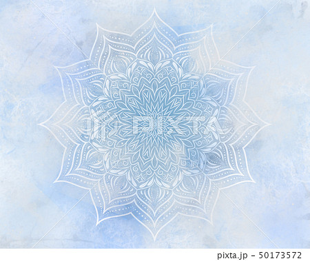 Frosty mystic abstract mandala blue background. 50173572