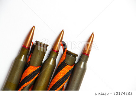 Black orange ribbon of St. George and ammunition as a symbol Black orange ribbon of St. George and ammunition as a symbol 50174232